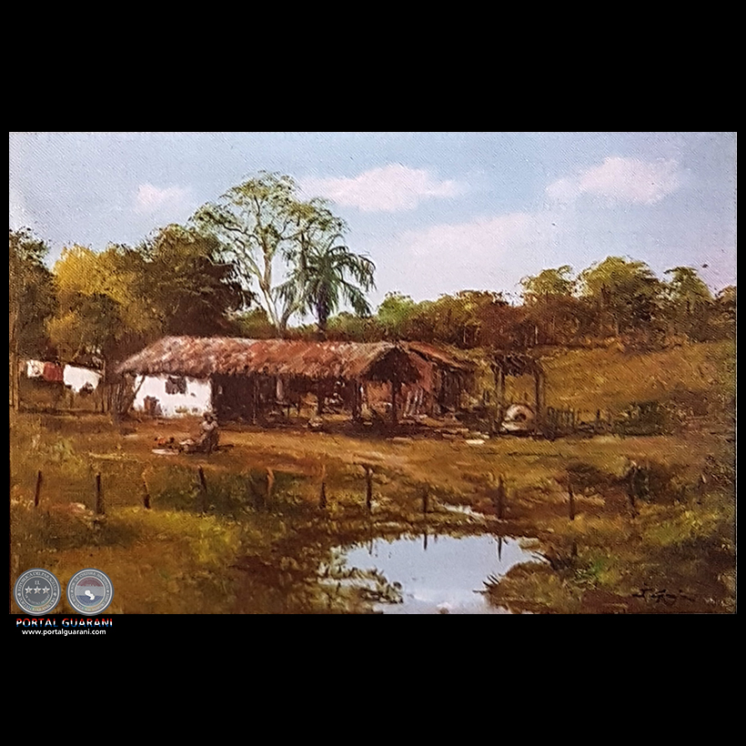 PAISAJE CON RANCHO Y AGUADA - OBRA DE JUAN GUERRA GAJA